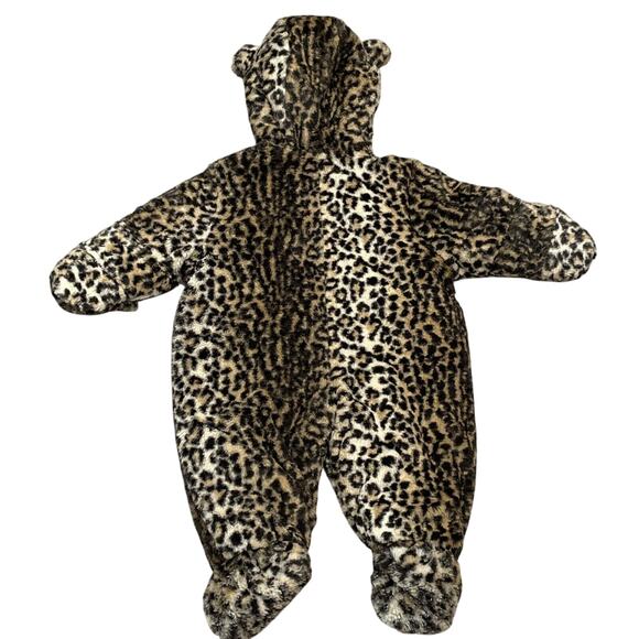 Baby Snowsuit 6-9 Months Toddlers Fleece Outdoors Hooded Coat Cheetah Animal - Picture 2 of 7